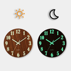 12 Inch Luminous Wall Clock Wood Silent light in dark night Nordic Fashion Wall Clock Non Ticking Clock With Night Light Home Decor