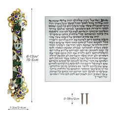 Hand Painted Door Mezuzah Ornament with Screw Zinc Alloy Jewish Mezuzah Case Cover Delicate Embellished Door Wall Hanukkah Decor