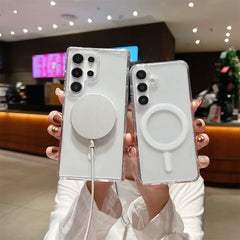 Magnetic Charge Phone Case For Samsung Galaxy S26 S25 S24 S23 Ultra S22 Plus S21 FE A35 A55 Clear Acrylic Slim Shockproof Cover