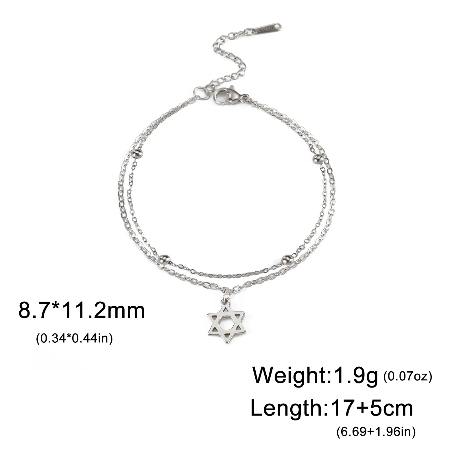 EUEAVAN 1pc Star of David Bracelet Hexagram Jewish Stainless Steel Charm Bracelets for Women Vintage Judaism Jewelry Gifts