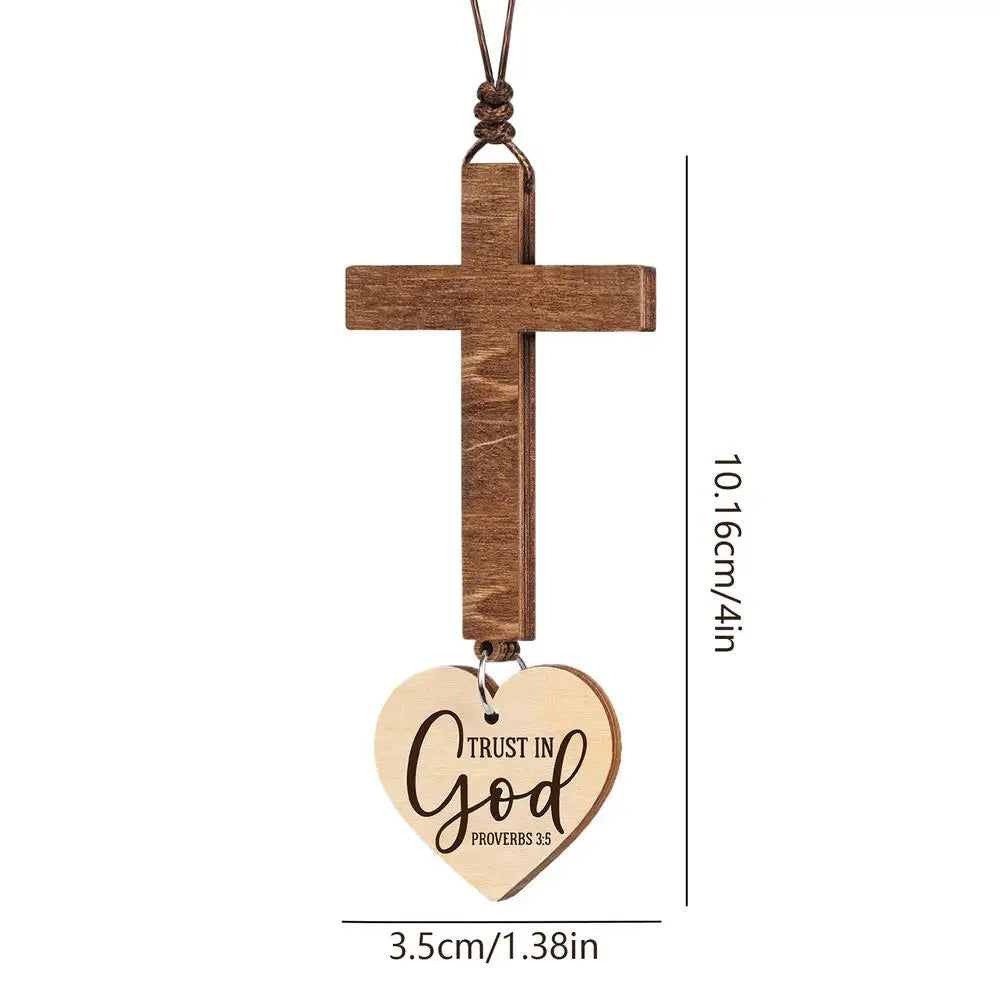 Christian Car Mirror Cross Pendant Jesus Bible Verse Ornament Hanging Decor for Women Men SUV Truck Vehicle Interior Rearview