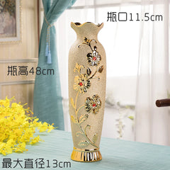 Modern Ceramic Flower Vase 48cm Large Floor Standing Golden Water-Filled European Style Living Room Decorative Flower Pot