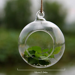 8/10/12/13.5Cm Transparent Glass Candle Holder Flower Hanging Ball Vase Terrarium Tea Light Candlestick Home Wedding Party Decor