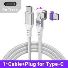 AUFU 16pin 180 Rotate Magnetic Cable 240W Fast Charging Micro USB Type C Cable For iPhone Xiaomi Samsung Magnet USB Phone Cable