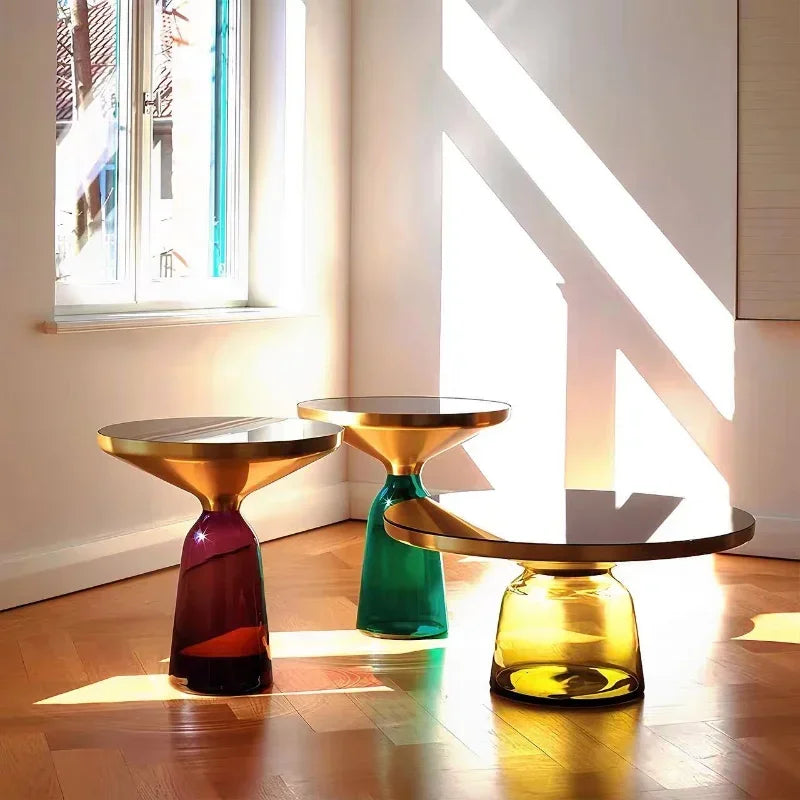 German Design Living Room Bedside Table, Sofa Side Table, Coffee Table, Indoor Round Glass, Nordic Light Luxury Coffee Table Bedroom Furniture