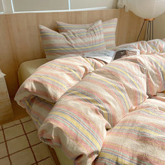 Nordic sling Cotton Pink Stripes Duvet Cover 150x200 Size Girl's Room housse de couette Skin friendly Breathable Comforter Sets