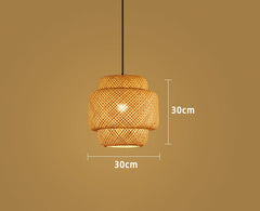 30cm Bamboo Rattan Pendant Lamp – Handwoven E27 Light Home Decor