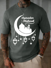 Islamic Ramadan Mubarak Moon Print Mens T Shirt Cotton Loose T-Shirts Summer New Fashion Clothes Male Casual All-Match Sportswear