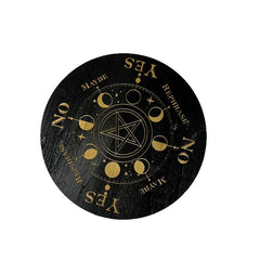 Muy Bien 1PC Wooden Pendulum Board for Divination Meditation Metaphysical Altar Coaster Crystal Base Mat Signs for Home Decor
