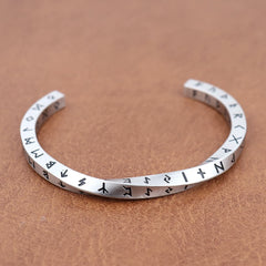 Trendy Charm Viking Nordic Runes C-Shaped Bracelet for Men Women Stainless Steel Classic Mobius Opening Bracelet Amulet Jewelry