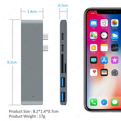 USB 3.1 Type-C Hub to HDMI Adapter 4K Thunderbolt 3 USB C Hub 3.0 TF SD Reader Slot PD For MacBook Air Pro M3 M2 M1 Chip
