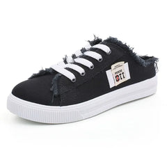 2024 Spring Summer Women Canvas Sneaker Low Top Denim Sneakers Ladies Lace-Up Flat Canvas  Board Shoes Female Flat Shoes