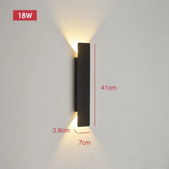Outdoor Waterproof Wall Lamps Strip Aluminum Wall Lights 18W LED Black Wall Lamp Bedroom Exterior Outdoor Lighting Fixtures