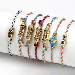 Lucky Eye Adjustable Colorful Braided Rope Bracelet Turkish Evil Eye Bead Copper Zircon Charm Bracelet for Women Men Jewelry