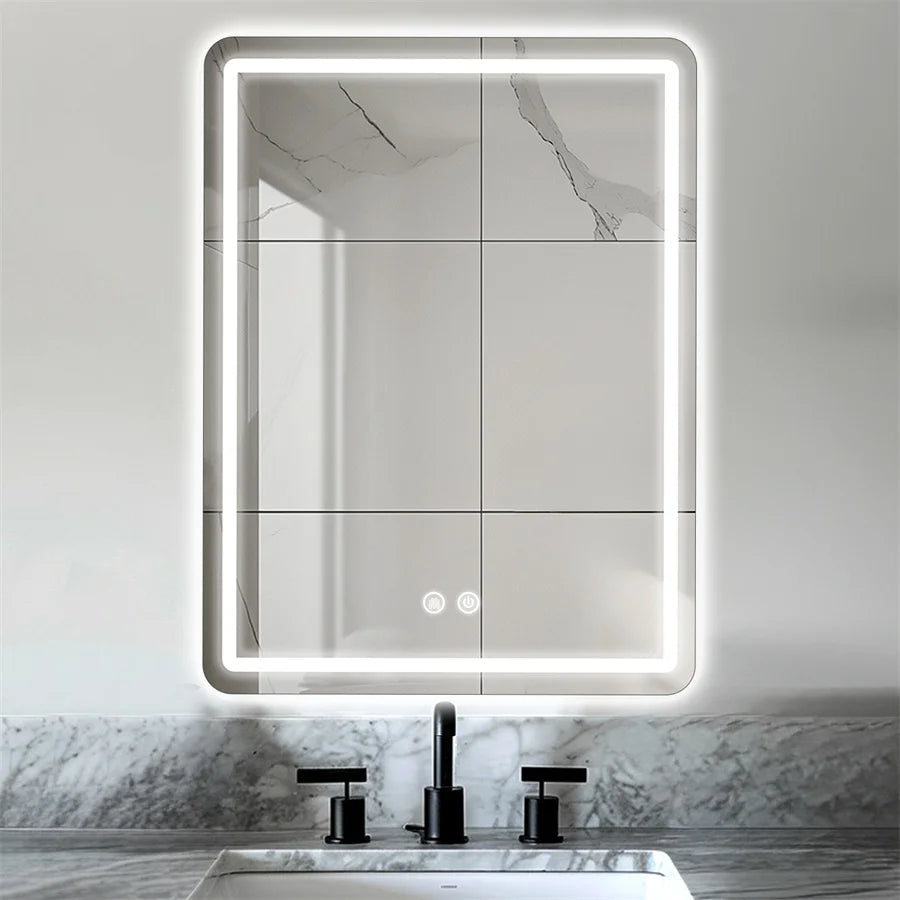 Hardwired Bathroom Mirror with LED Lights Wall Mounted Mirror IP54 Waterpoof Touch Switch Smart LED Mirror