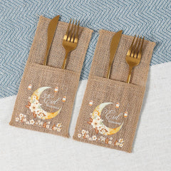 Ramadan Decor Cutlery Holders Burlap Knife Fork Bag for Eid Mubarak Decoration 2025 Islamic Muslim Party Eid Al Adha Gifts