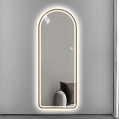 11.6 * 47 Inch Full-body Mirror U-shaped Smart LED Light Luminous Long Mirror with Metal Frame Hanging on The Wall Mirror Makeup