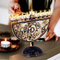 Elegant Metal Holder Decorative Judaica Menorah Hanukkah Stick For Home Party Office Romantic Atmosphere