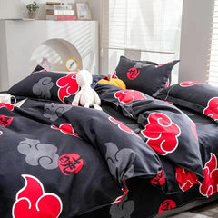 Naruto Akatsuki Anime 3pcs Bedding Set Duvet Cover Quilt Cover Polyester A Duvet Cover and A Pair of Pillowcases (no Padding)
