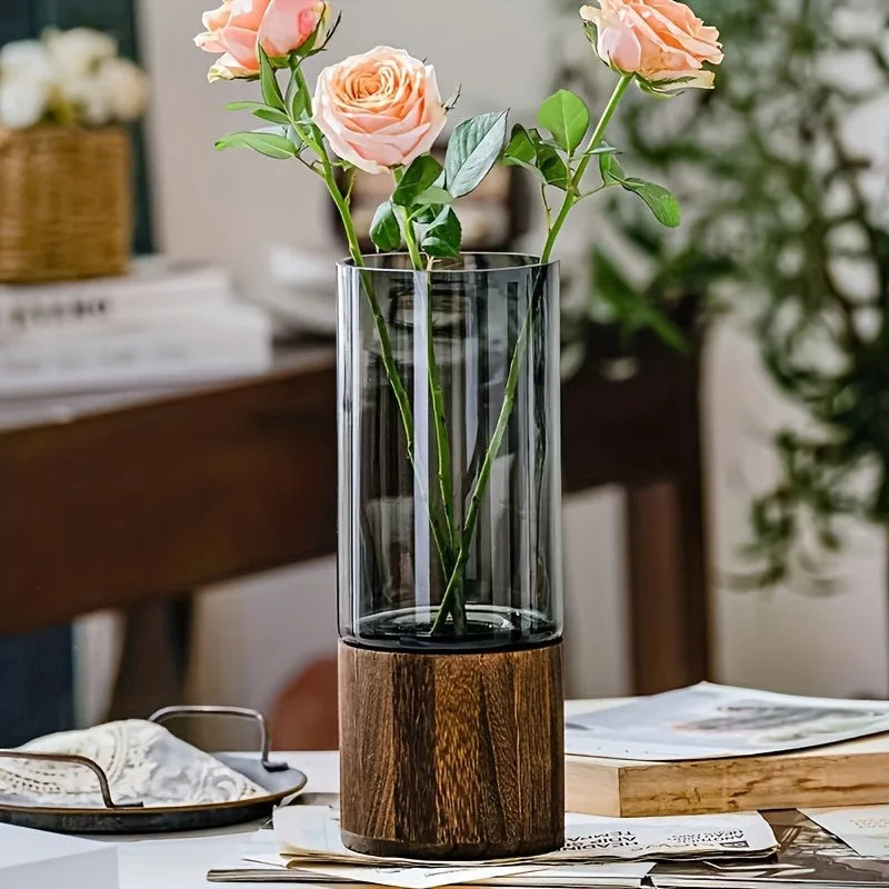 Light Luxury Simple Retro Vase Decoration Creative Primary Color Glass Water Nourishing Vase Living Room Table Decor