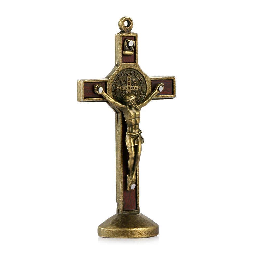 Fashion Car Ornament Metal Jesus Wood Cross Crucifix Auto Interior Dashboard Decoration Christian Jesus Ornaments Accessories