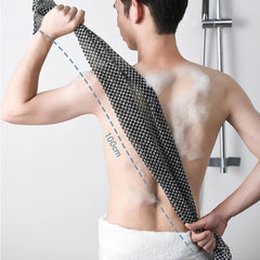 Japanese Deep Cleansing Exfoliating Bath Towel - Long Handle Back Scrubber & Body Washcloth for Shower, Reusable Scrub Brush