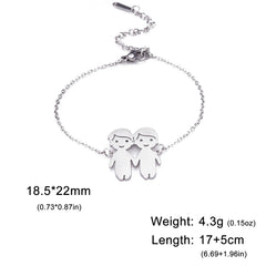 Teamer Cute Family Bracelets Stainless Steel Charm Bracelet Bangle for Daughter Son Sister Brother Couple Gifts Jewelry