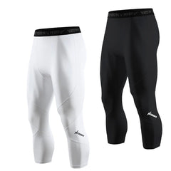 Soft 3/4 Compression Tights for Men Sportswear Quick Dry Training Leggings Gym Fitness Athletic Pants Sport Bottoms Running