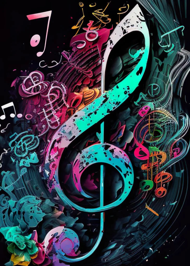Colorful Symphony Guitar Canvas Wall Decor Musical Inspiration Poster Print Wall Art for Living Room Home Decor Frameless Gifts