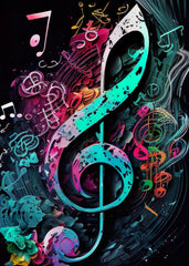 Colorful Symphony Guitar Canvas Wall Decor Musical Inspiration Poster Print Wall Art for Living Room Home Decor Frameless Gifts