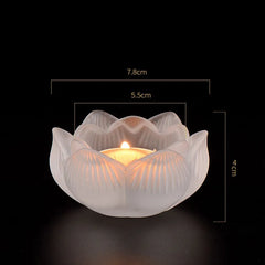 Colorful Glass Lotus Candle Holder Buddhist Altar Lamp Butter Lamp Stand, Ever-Burning Candlestick for Worship & Home Decoration