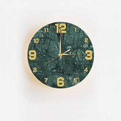 Marble Clock Wall Light Creative Wabi Sabi Yellow Living Room Nordic Restaurant Corridor Circular Travertine Decor Sconce Lamp