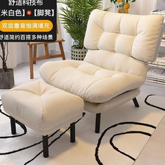 Armless Lazy Chair with Ottoman Recliner Single Corner Sofa Chair Upholstered Comfy Lounge Leisure Reading Accent Chair for Living Room Furniture