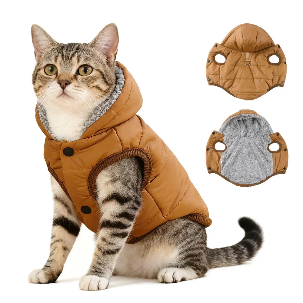 Warm Cats Hoodie Coat For Small Medium Cats Dog Winter Cozy Fleece Puppy Kitten Jacket Clothes Windproof Pet Shop
 Pet Clothing