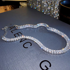 Korean Zircon Inlaid Copper Necklace Luxury Party Jewelry