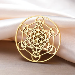 Dawapara Metatron Brooch Archangel Sacred Geometry Symbol Lapel Pins Spiritual Gift Stainless Steel Jewelry