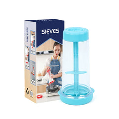 Rotating Flour Sieve Cup Hand-Held Semi-Automatic Flour Mixer Household Baking Tools Plastic Flour Sieve Kitchen Tools, Cooking Utensils