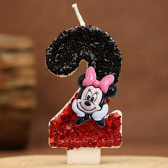 Hot Happy Birthday Number 0-9 Candles Cartoon Mickey Minnie Mouse Candle Cake Cupcake Topper Party Decoration Supplies DIY Gifts
