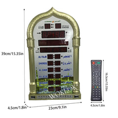 Islamic 12V Azan Mosque Calendar Muslim Prayer Wall Clock Alarm Islamic Mosque Azan Calendar Ramadan Home Decor with Remote Control