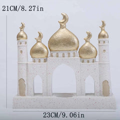 Ramadan Ornaments Resin Material Mosque Islamic Castle Statue Family Tabletop Atmosphere Decoration Architectural Style Gift