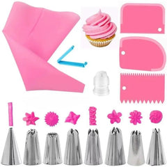 Silicone Piping Bags and Tips Set Cake DIY Decorating Kit with Stainless Steel Nozzle Reusable Silicone Pastry Baking tool Cooking Essentials, Kitchen Tools