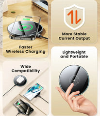 Toocki 15W Wireless Charger Pad Fast Wireless Charging Station for iPhone 15 14 13 12 Samsung Galaxy S23 S22 S21 S20 Airpods