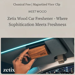 zetix Magnetic Wood Car Air Freshener for Visor, Amber Scent Refillable Odor Neutralizer, Eco-Friendly Essential Oil Blend