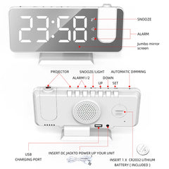 LED Electronic Projection Clock Large Screen Digital Alarm Clock Intelligent Luminous Clock for Home Bedroom Living Room
