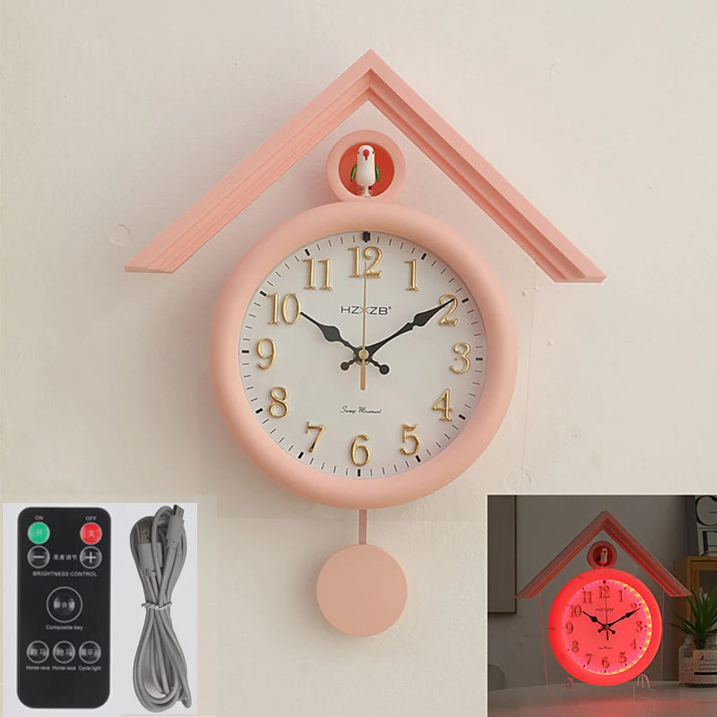 Luminous Wall Clock Luxury Cuckoo Clocks Led Watch Retro Table Clock Bedroom Silent Living Room Decoration Elegant Room Ornament