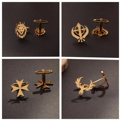 Sikhs Stainless Steel Cross Cufflinks Men's Lion Eagle Shirt Badge Pin Wedding Shirt Cufflinks Symbol