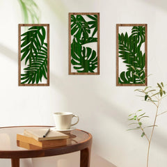 3pcs Boho style Hollow Wood Retro Rustic Leaf Pattern Wall Hanging Art Living Room Bedroom Wall Hanging Home Decoration