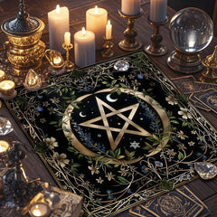 Gothic Decorative Tablecloth Tarot Tablecloth Tarot Enthusiast Astrology Ritual Cloth Polyester Altar Decorative Pad