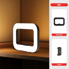 Rechargeable Handheld Ring Light with Adjustable Tripod Stand & Phone Holder. 3 Color Modes (Warm/Cool/Natural) & 10 Brightness