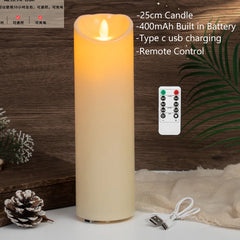 Remote LED Pillar Candle USB-C Rechargeable Atmosphere Light & Timer For Wedding Party Yellow LED Bedside Night Lamp Tealight